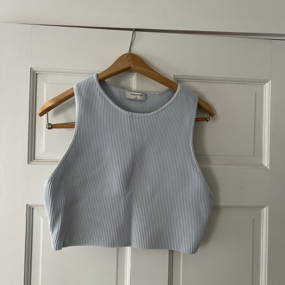 Aritzia Babaton SCULPT KNIT RACER CROPPED TANK - XL - Iceburg Blue